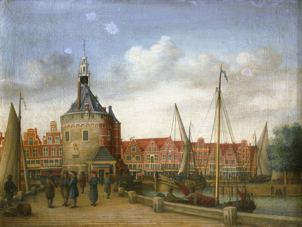 Schilderij van vestigingstoren aan de haven